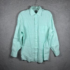 Spier & Mackay Handmade Custom Mint Green 100% Linen Button Down Shirt Mens